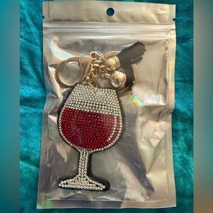 Sparkling Wine Glass Keychain New in Package